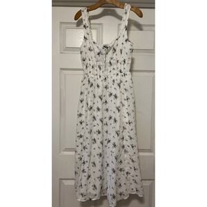 American Eagle Women's Corset Floral Sleeveless Midi Dress White Size Small